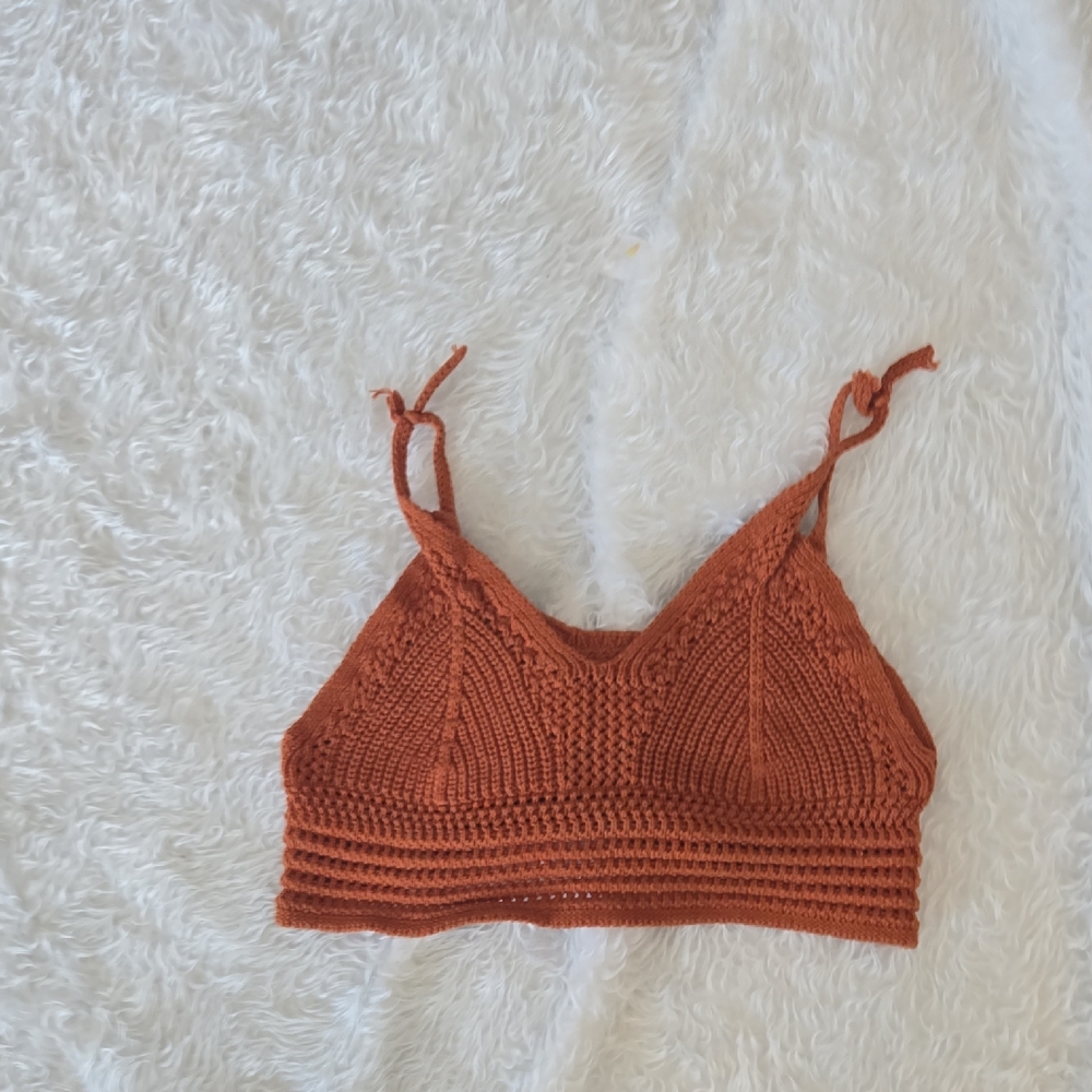 Double Zero Rust Crochet Bralette Top‎ – Size Large